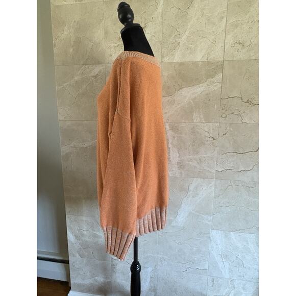 Free People Easy Street Tunic Sweater M Orange Oversized Knit Cozy Slouchy Boho - Picture 7 of 9
